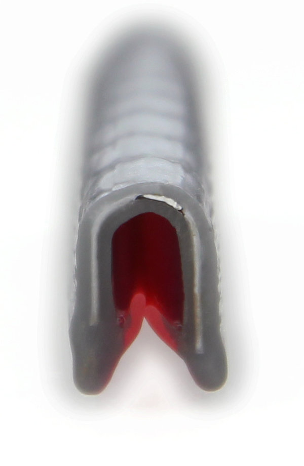 KS1-2SG Kantenschutzprofil Silbergrau Klemmbereich 1-2 mm Maße 9,5x6,5 mm