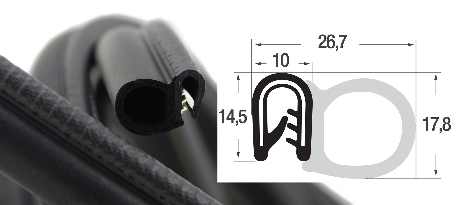 10m 4-5mm ROSTET NiCHT Kofferraumdichtung Kantenschutz  Dichtungsprofil Profil 