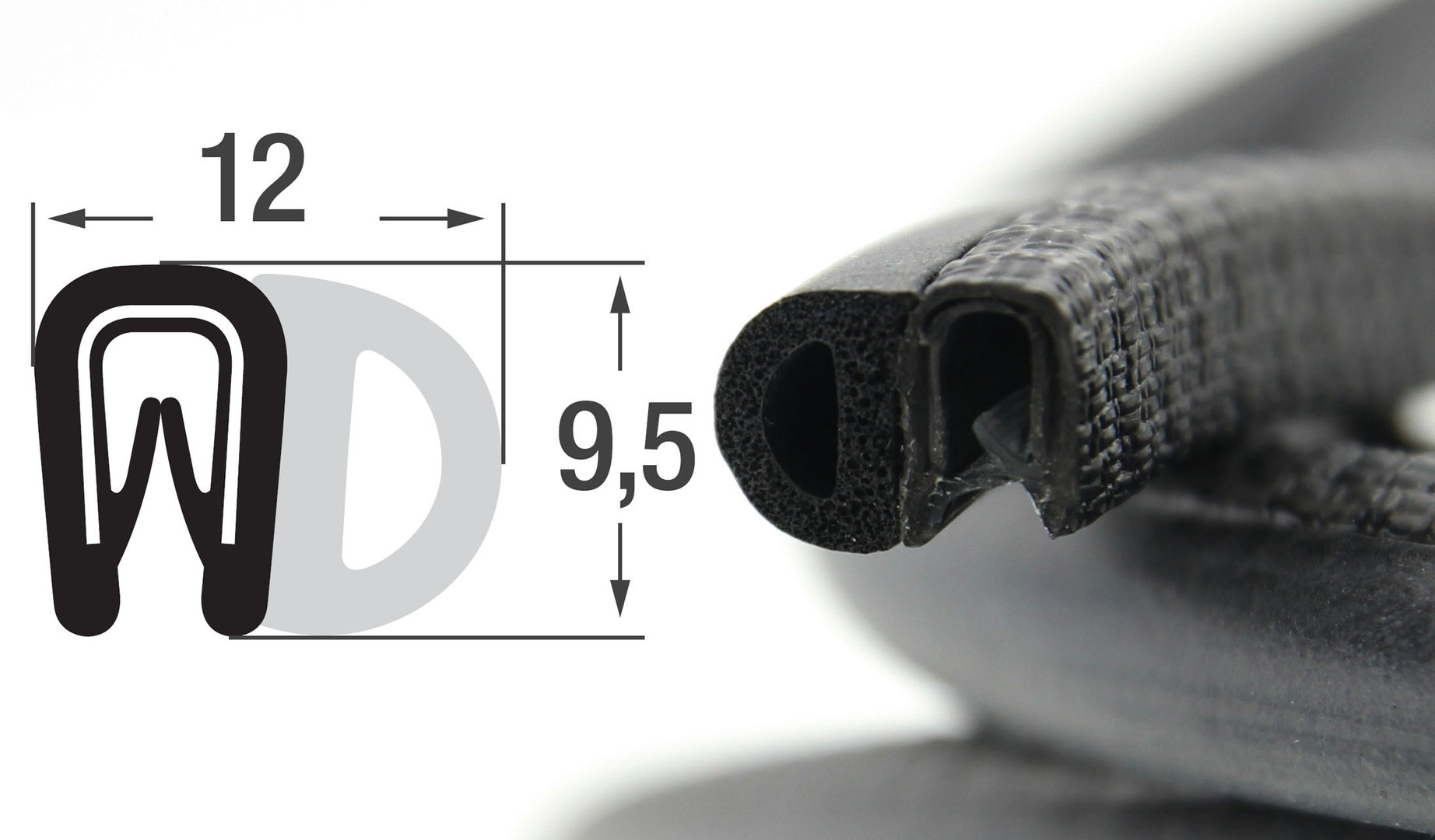 1 m Dichtungsprofil Dichtprofil Kantenschutz PVC  schwarz KB 1-4 mm 1C10-08 