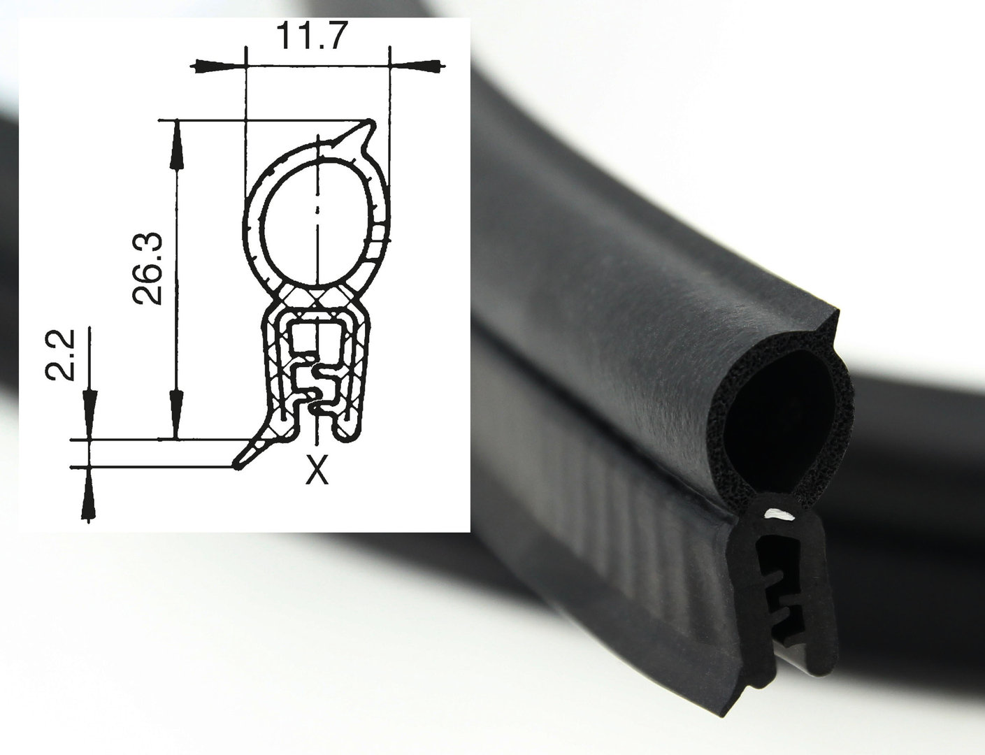 1x m Dichtungsprofil Fassungsprofil Kantenschutz EPDM schwarz KB 0,5-2mm 1C11-44 