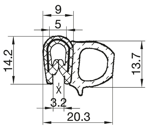 DS5 - PVC/ EPDM Kantenschutz Dichtungs Profil Gummi Dichtung seitlich - Klemmbereich 1 - 3 mm
