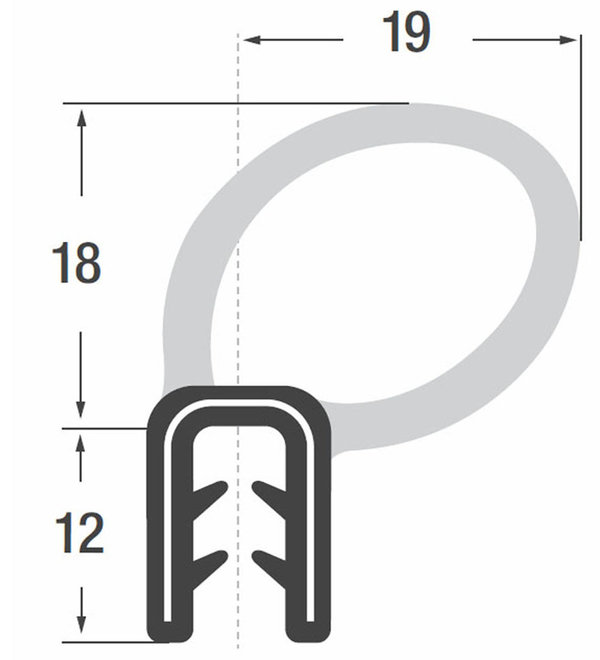 DO28 - EPDM Kantenschutz Dichtungs Profil Gummi Dichtung oben - Klemmbereich 2 - 3 mm