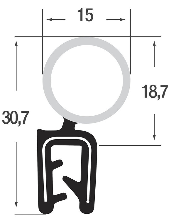 DO29 - EPDM Kantenschutz Dichtungs Profil Gummi Dichtung oben - Klemmbereich 1 - 3 mm