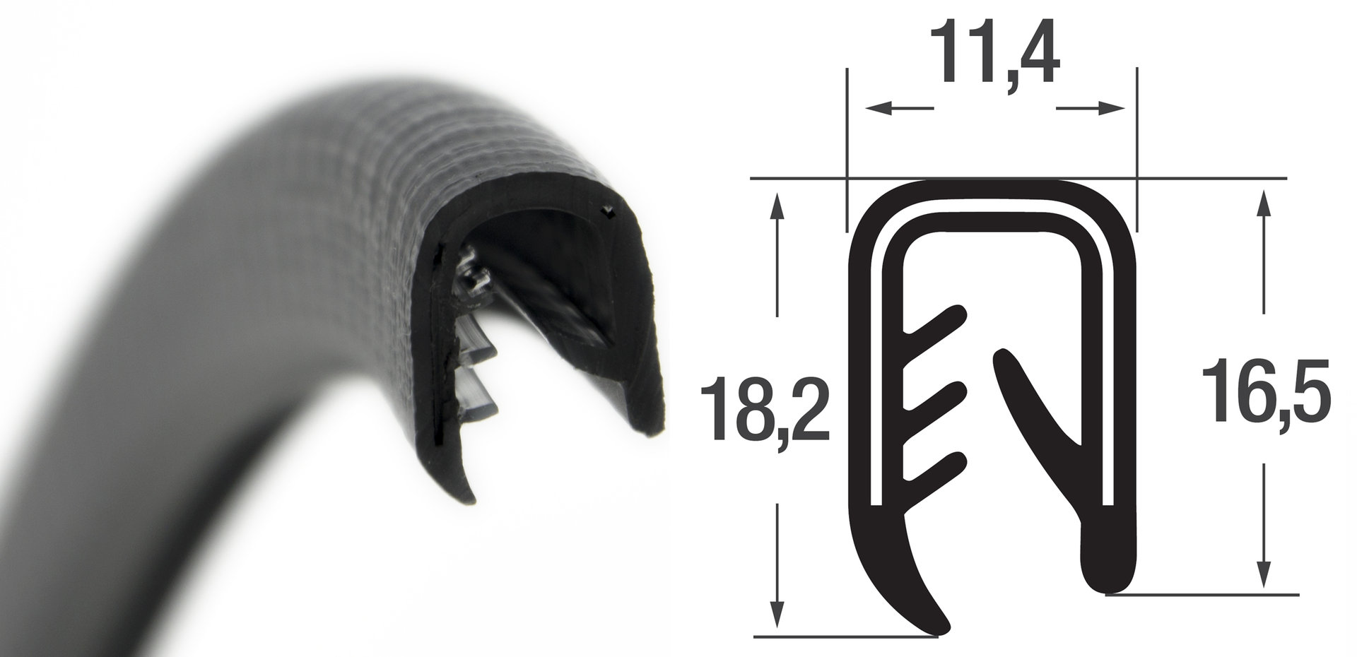 SMI KS3-6W Kantenschutzprofil Kederband Gummi Profil Klemmprofil Schutzband PVC