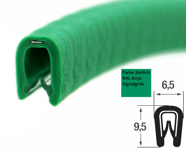 KS1-2SIG Kantenschutzprofil grün Klemmbereich 1-2 mm Maße 9,5x6,5 mm