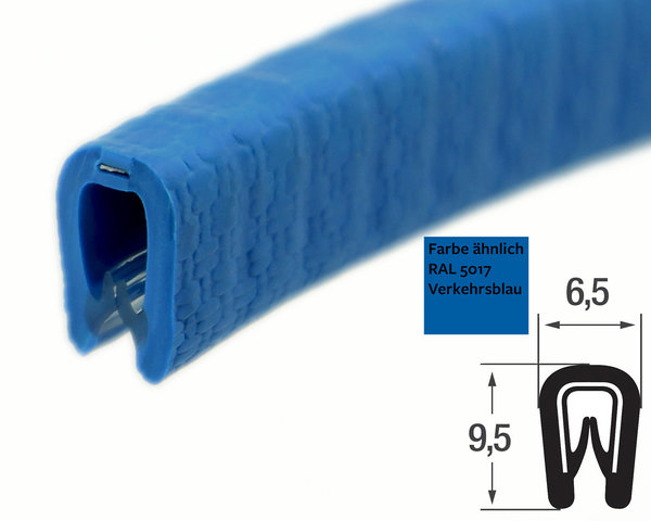 KS1-2VB Kantenschutzprofil Verkehrsblau Klemmbereich 1-2 mm Maße 9,5x6,5 mm