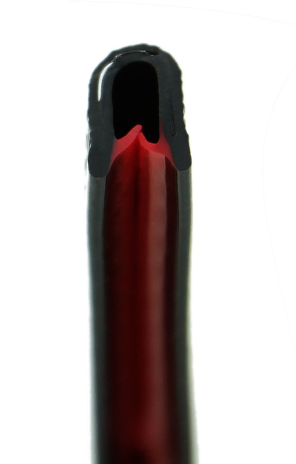 KS1-2S Kantenschutzprofil schwarz matt Klemmbereich 1-2 mm Maße 9,5x6,5 mm