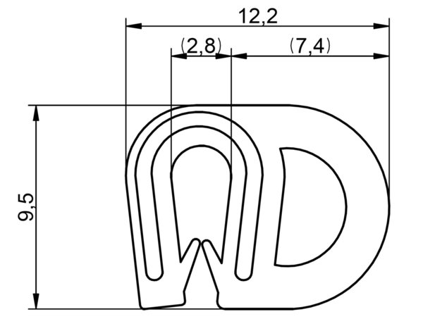 DS4-SIL - Silikon Kantenschutz Dichtungs Profil Gummi Dichtung seitlich - Klemmbereich 1 - 2 mm