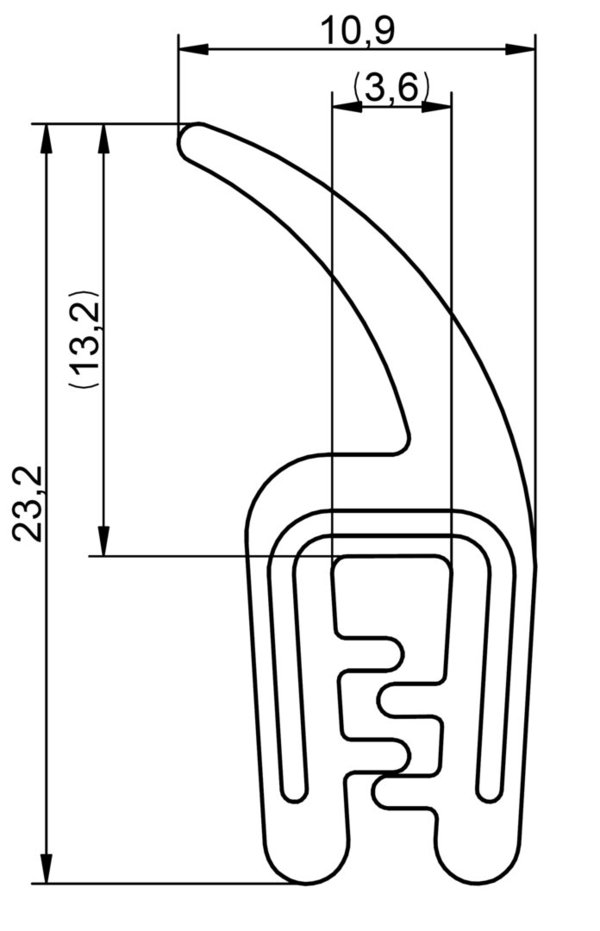 DF3-SIL - Silikon Kantenschutz Dichtungs Profil Gummi Dichtung als Fahne - Klemmbereich 1 - 2,5 mm
