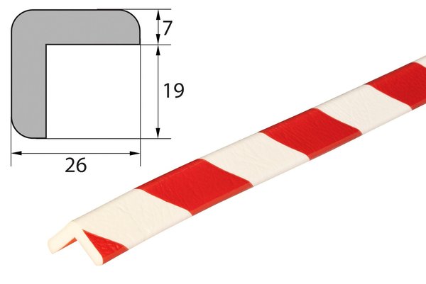 ES1-RW Eckschutzprofil (PU) mit Klebefläche - Rot/Weiß - Stoßschutz - Warnprofil - Schutzprofil