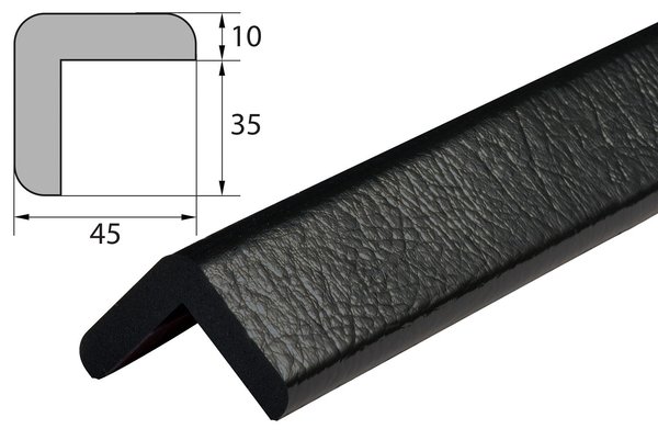 ES2-S Eckschutzprofil (PU) mit Klebefläche - Schwarz - Stoßschutz - Warnprofil - Schutzprofil