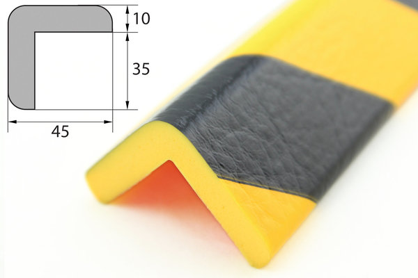 ES2-GS Eckschutzprofil (PU) mit Klebefläche - Gelb/Schwarz - Stoßschutz - Warnprofil - Schutzprofil