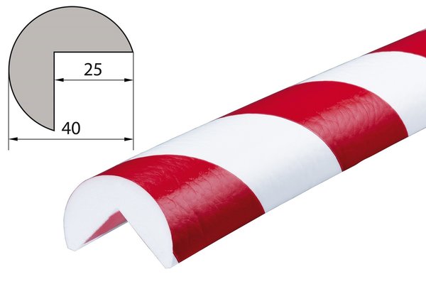 ES4-RW Eckschutzprofil (PU) mit Klebefläche - Rot/Weiß - Stoßschutz - Warnprofil - Schutzprofil