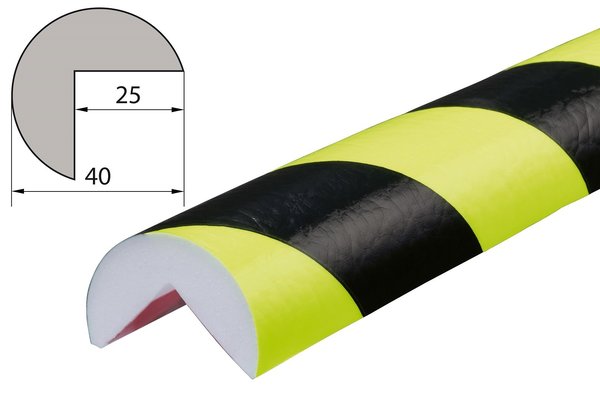 ES4-NS Eckschutzprofil (PU) mit Klebefläche - Neon/Schwarz - Stoßschutz - Warnprofil - Schutzprofil