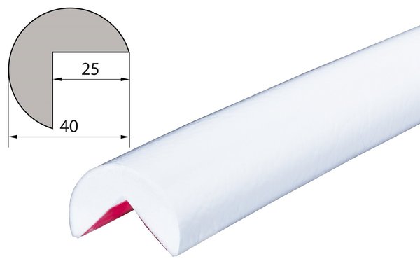ES4-W Eckschutzprofil (PU) mit Klebefläche - Weiß - Stoßschutz - Warnprofil - Schutzprofil