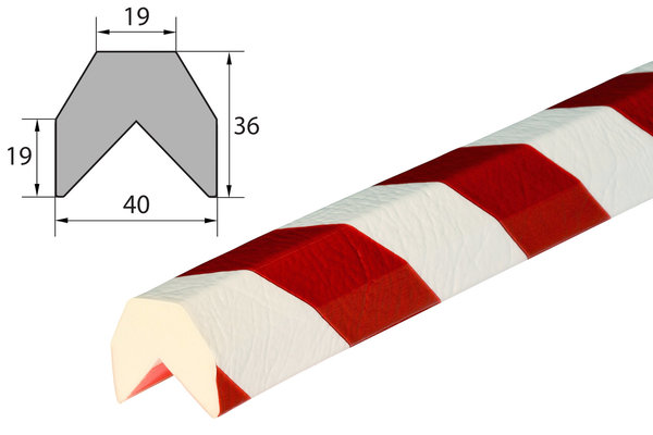 ES6-RW Eckschutzprofil (PU) mit Klebefläche - Rot/Weiß - Stoßschutz - Warnprofil - Schutzprofil