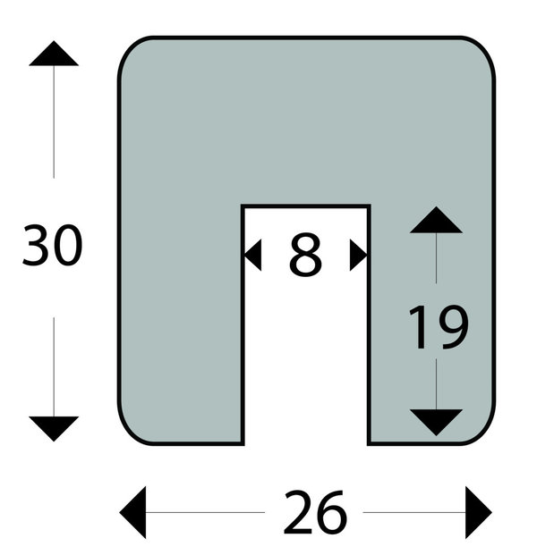 KAS4-S Kantenschutzprofil (PU) - mit Klebefläche - Schwarz - Stoßschutz - Warnprofil - Schutzprofil
