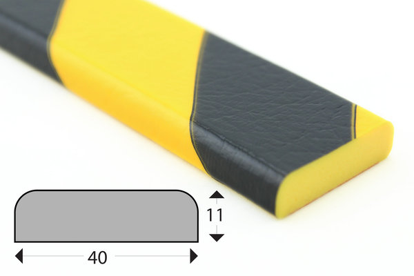 FS1-GS Flächenschutzprofil (PU) mit Klebefläche -Gelb/Schwarz -Stoßschutz- Warnprofil - Schutzprofil