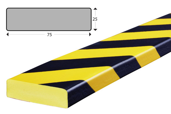 FS3-GS Flächenschutzprofil (PU) mit Klebefläche -Gelb/Schwarz -Stoßschutz- Warnprofil - Schutzprofil