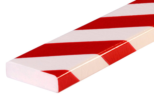 FS3-RW Flächenschutzprofil (PU) mit Klebefläche - Rot/Weiß - Stoßschutz - Warnprofil - Schutzprofil