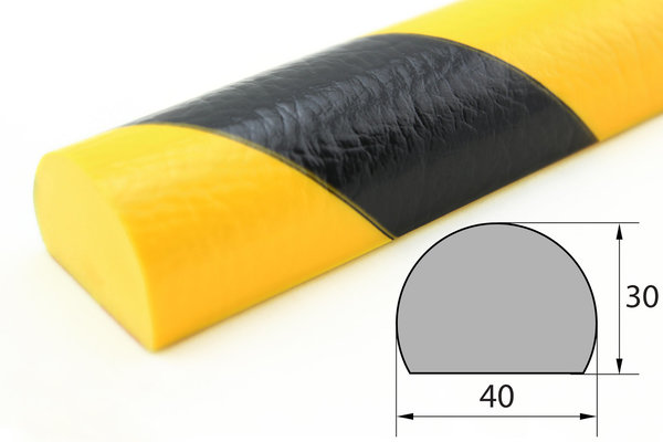 FS5-GS Flächenschutzprofil (PU) mit Klebefläche -Gelb/Schwarz -Stoßschutz- Warnprofil - Schutzprofil