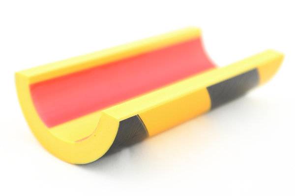 ROS2-GS Rohrschutzprofil (PU) mit Klebefläche -Gelb/Schwarz -Stoßschutz- Warnprofil - Schutzprofil