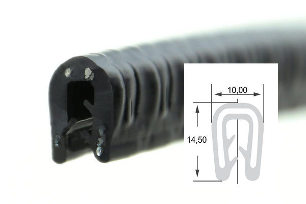 SP1-4S Kantenschutzprofil schwarz Klemmbereich 1-4 mm / Maße 14,5x10 mm