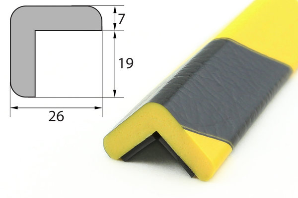 ES1-MAG-GS Eckschutzprofil (PU) mit Magnet - Gelb/Schwarz - Stoßschutz- Warnprofil - Schutzprofil