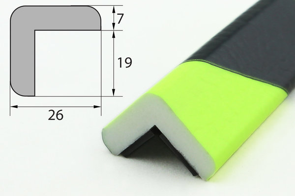 ES1-MAG-NS Eckschutzprofil (PU) mit Magnet - Neon/Schwarz - Stoßschutz - Warnprofil - Schutzprofil