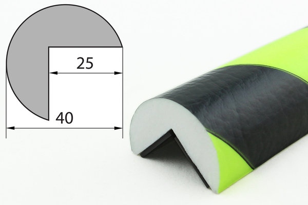 ES4-MAG-NS Eckschutzprofil (PU) mit Magnet - Neon/Schwarz - Stoßschutz - Warnprofil - Schutzprofil