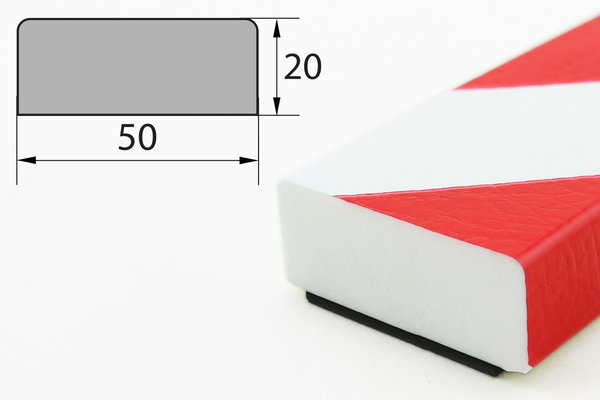 FS2-MAG-RW Flächenschutzprofil (PU) mit Magnet - Rot/Weiß - Stoßschutz - Warnprofil - Schutzprofil