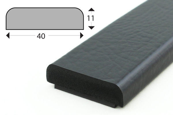 FS1-MAG-S Flächenschutzprofil (PU) mit Magnet - Schwarz - Stoßschutz - Warnprofil - Schutzprofil