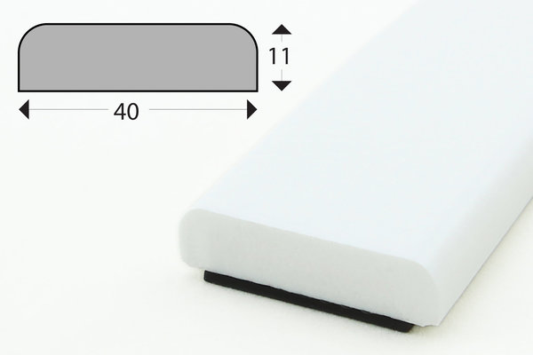 FS1-MAG-W Flächenschutzprofil (PU) mit Magnet - Weiß - Stoßschutz - Warnprofil - Schutzprofil
