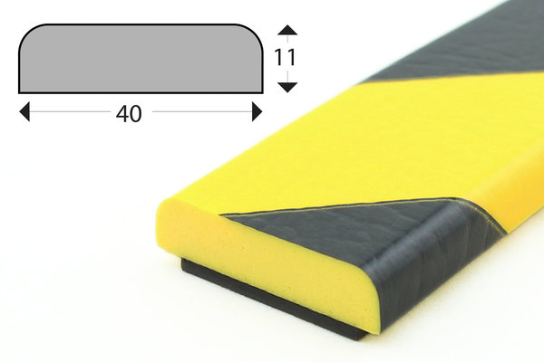 FS1-MAG-GS Flächenschutzprofil (PU) mit Magnet -Gelb/Schwarz - Stoßschutz- Warnprofil - Schutzprofil