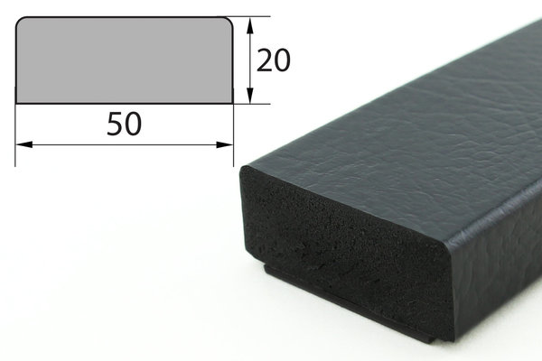 FS2-MAG-S Flächenschutzprofil (PU) mit Magnet - Schwarz - Stoßschutz - Warnprofil - Schutzprofil
