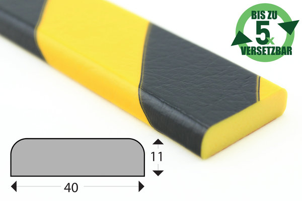 FS1-RE-GS Flächenschutzprofil (PU) mit mehrfach versetzbarer Klebefläche - Gelb/Schwarz - Stoßschutz