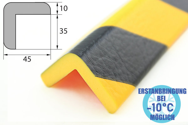 ES2-FR-GS Eckschutzprofil (PU) mit dauerfrostgeeigneter Klebefläche - Gelb/Schwarz - Stoßschutz