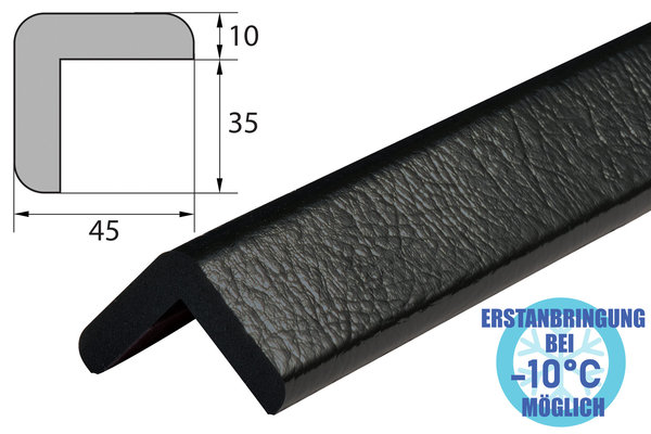 ES2-FR-S Eckschutzprofil (PU) m. dauerfrostgeeigneter Klebefläche - Schwarz- Stoßschutz - Warnprofil