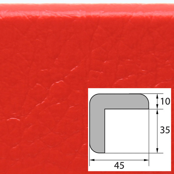 ES2-D-R Eckschutzprofil (PU) mit Klebefläche in Rot - Stoßschutz - Warnprofil - Schutzprofil