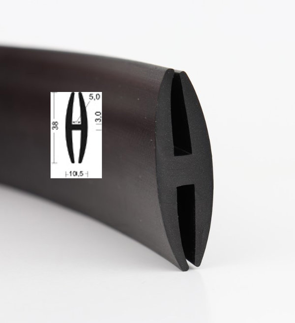 H1 - H-Profil EPDM schwarz Vollgummi H-Profil Dichtung Gummiprofil Dichtungsprofile H-Form H-förmig