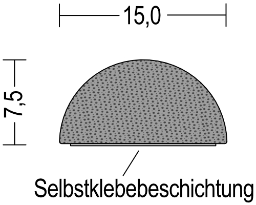 DP17 - 100 Meter - NBR Moosgummi Halbrundprofil D-Profil 7,5x15 mm selbstklebend Gummidichtung