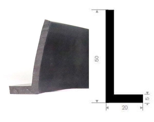 WKP5 - 5 Meter - Vollgummi EPDM Winkelprofil L - Profil 50x20x5 mm  Gummidichtung, Türdichtung