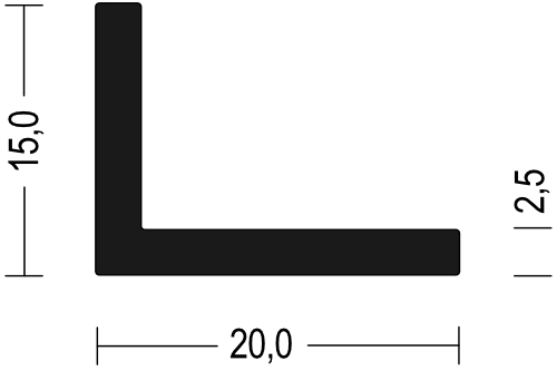 WKP16 - 5 Meter - Vollgummi EPDM Winkelprofil L - Profil 15x20x2,5 mm  Gummidichtung, Türdichtung