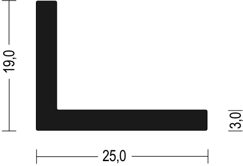 WKP20 - 5 Meter - Vollgummi EPDM Winkelprofil L - Profil 19x25x3 mm  Gummidichtung, Türdichtung